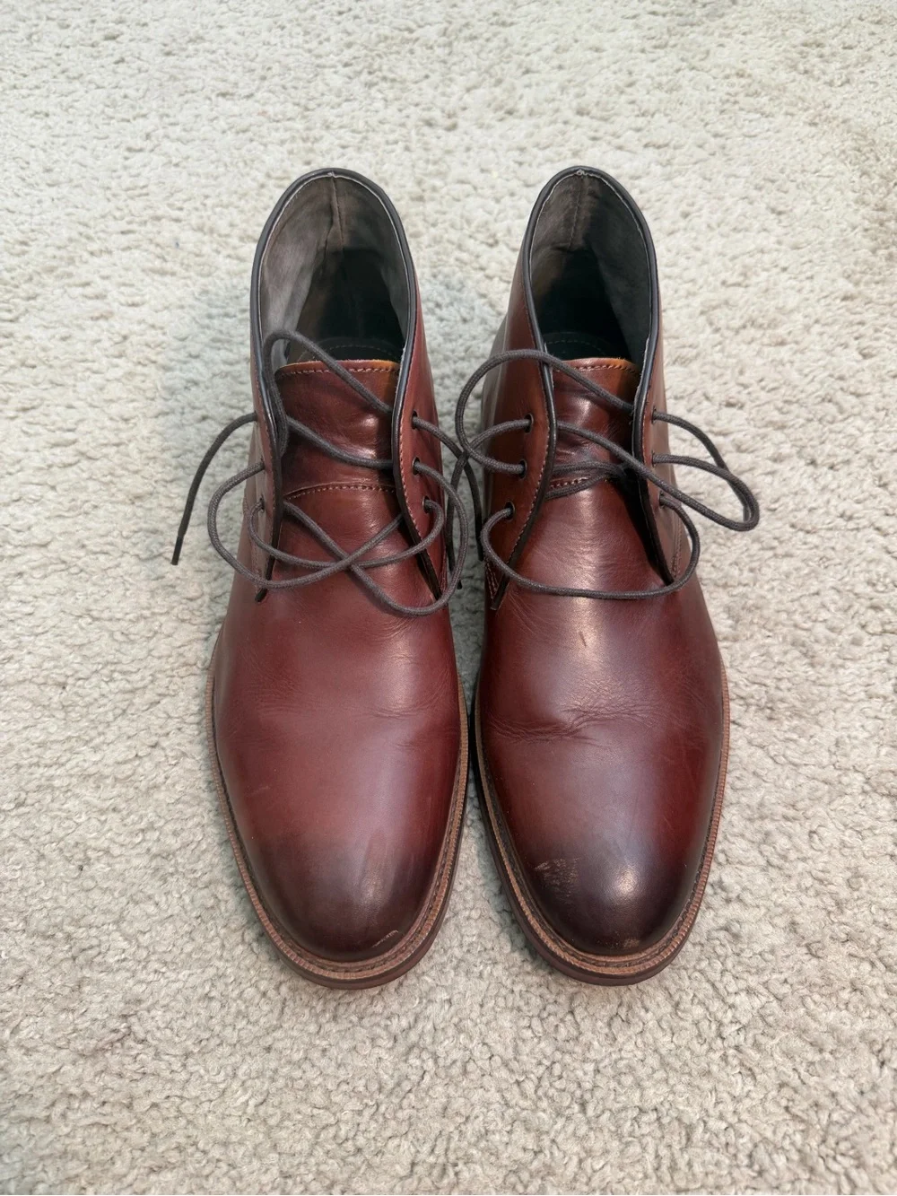 Joseph Abboud Men's Brown Leather Chukka Boots - Classic Lace-Up Style